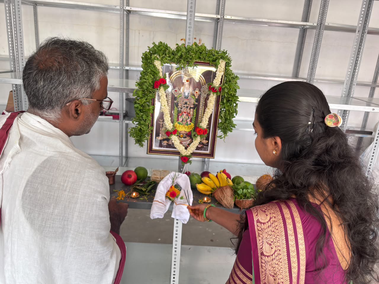 Auspicious pooja during the Bangalore Crackers opening ceremony in Kagganur
