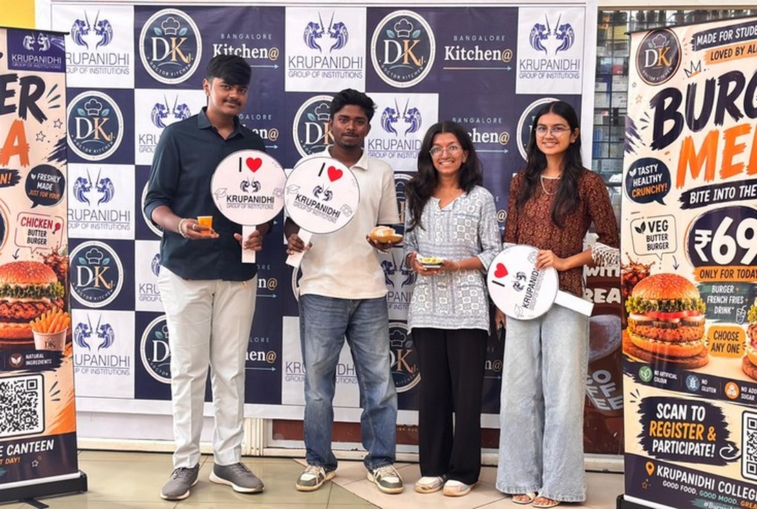 Students with the ₹69 Burger Mela combo at the branded photo zone